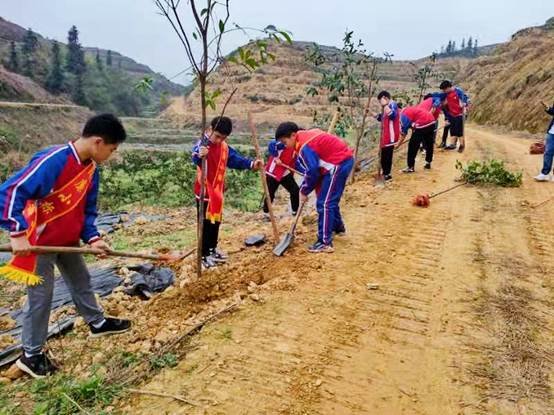 洞口縣花古中學(xué)開展任務(wù)植樹運(yùn)動(dòng)